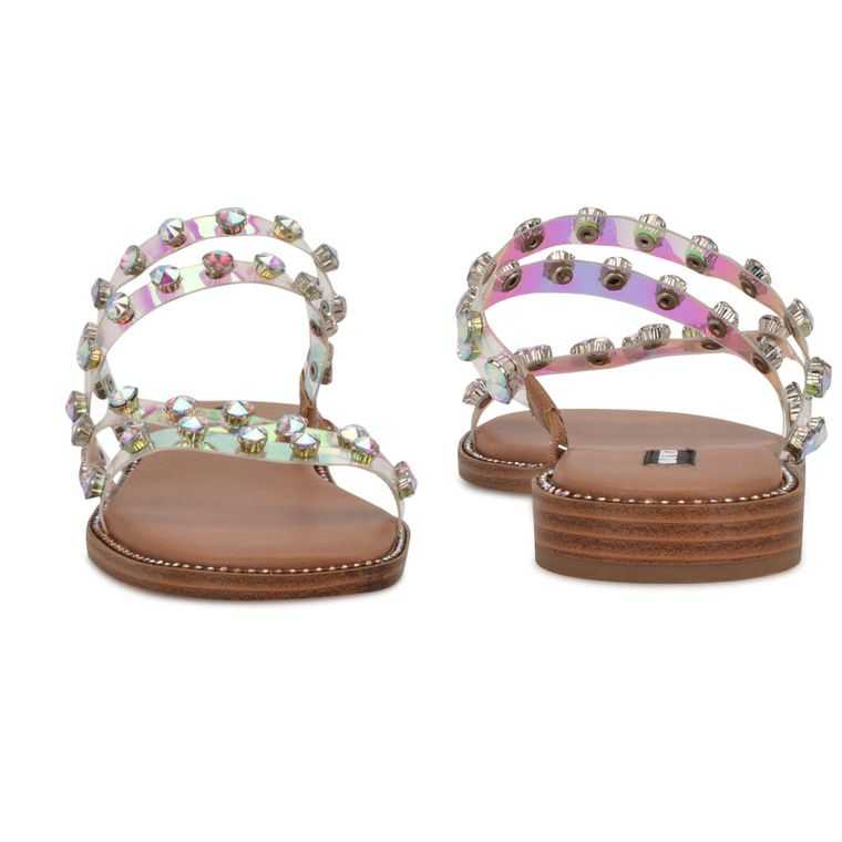 Nine West Evan Chanclas Sandals Beige Azules Multicolor | 3014-BGDNH