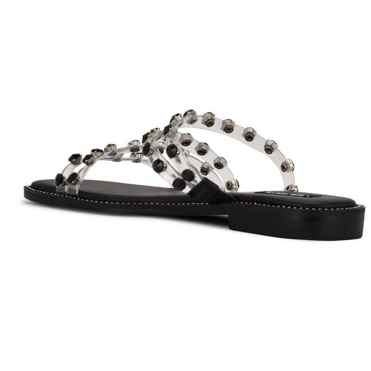 Nine West Evan Planos Chanclas Negras | 3178-KCSDE