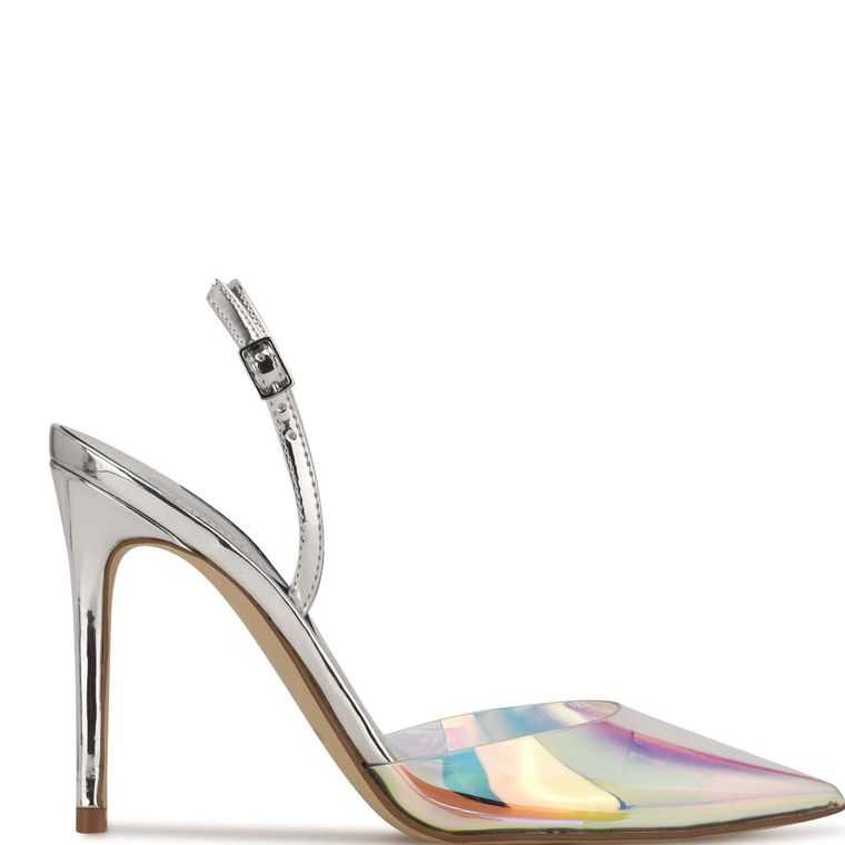 Nine West Fayes Pointy Puntera Slingbacks Azules Multicolor Plateadas | 5086-YIORN