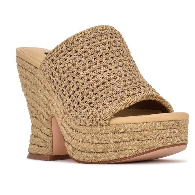 Nine West Fefee Plataforma Chanclas Sandals Beige | 3258-JMZPT