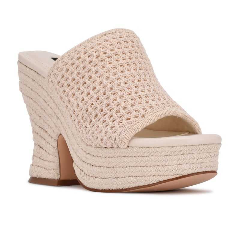 Nine West Fefee Plataforma Chanclas Sandals Creme | 7340-DHLCV