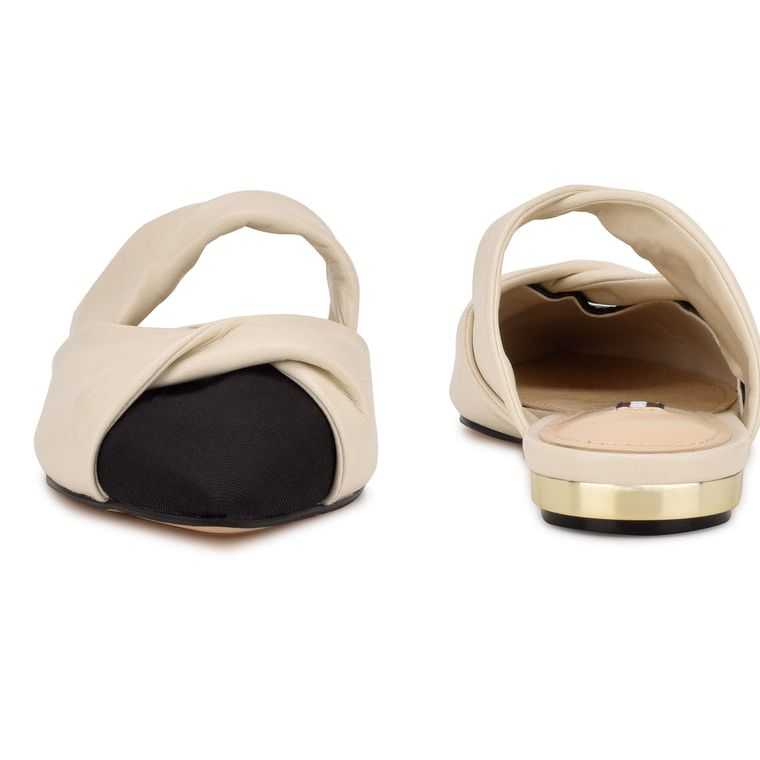 Nine West Findya Pointy Puntera Creme Negras | 4302-FMHRP