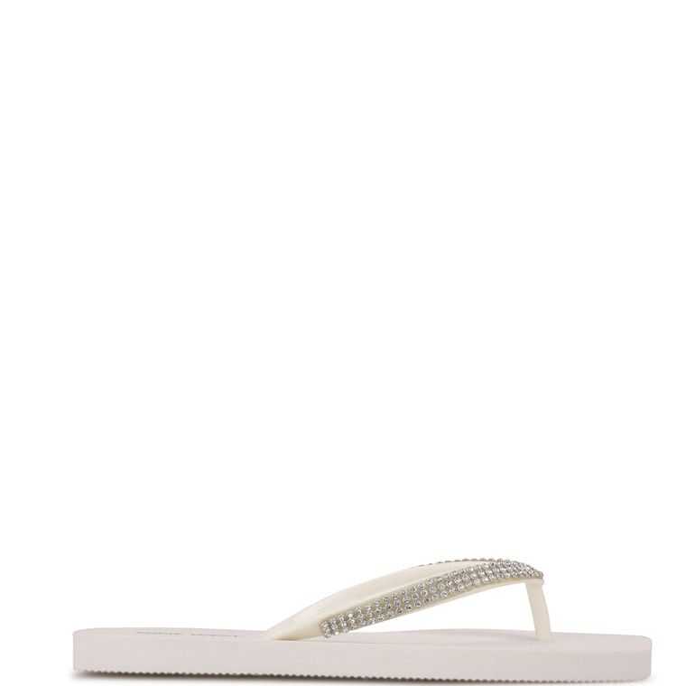 Nine West Flips Tanga Sandals Blancas | 4378-MXABS