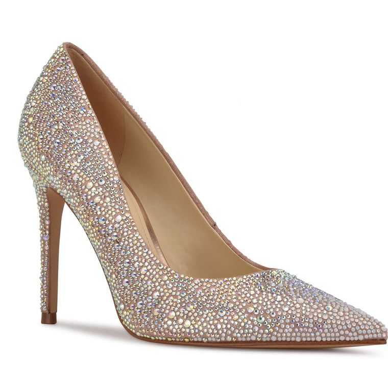 Nine West Fresh Rhinestone Pointy Puntera Pumps Beige | 4783-ZXYES