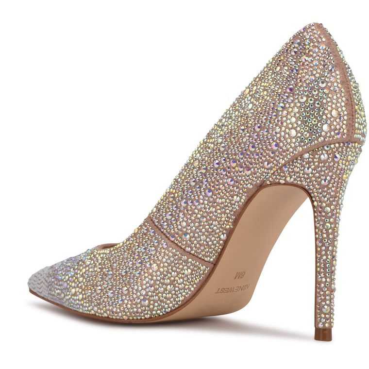 Nine West Fresh Rhinestone Pointy Puntera Pumps Beige | 4783-ZXYES