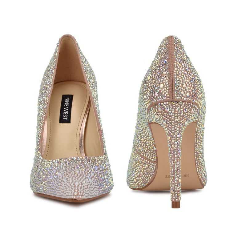 Nine West Fresh Rhinestone Pointy Puntera Pumps Beige | 4783-ZXYES