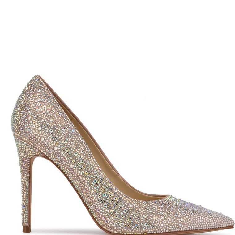 Nine West Fresh Rhinestone Pointy Puntera Pumps Beige | 4783-ZXYES