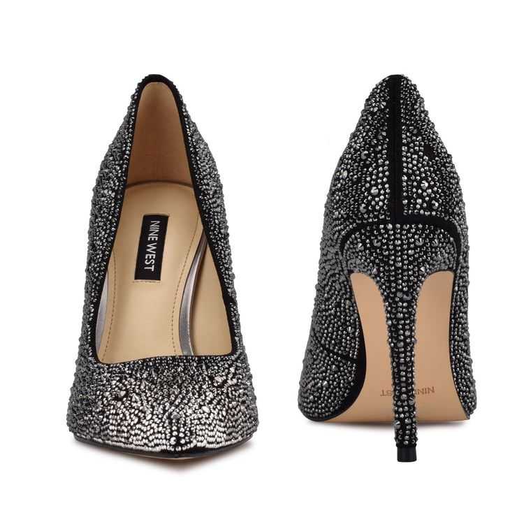 Nine West Fresh Rhinestone Pointy Puntera Pumps Negras | 7036-SELNZ