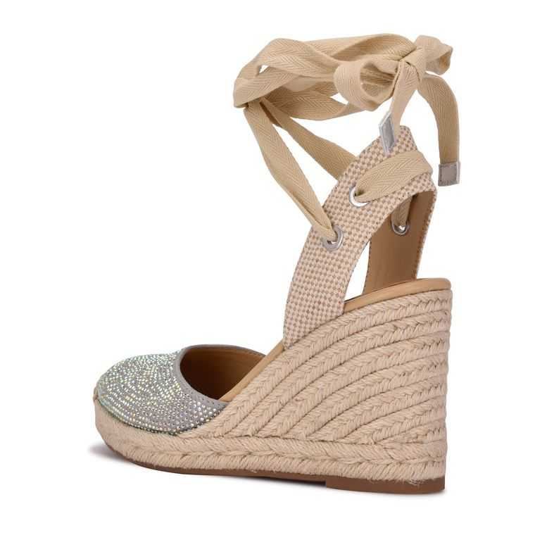 Nine West Friend Ankle Wrap Alpargata Wedge Gris | 5942-JUYCS