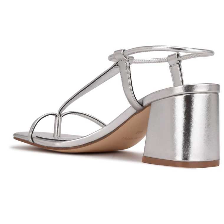 Nine West Gardeen Block Sandals Plateadas | 4708-EWYMJ