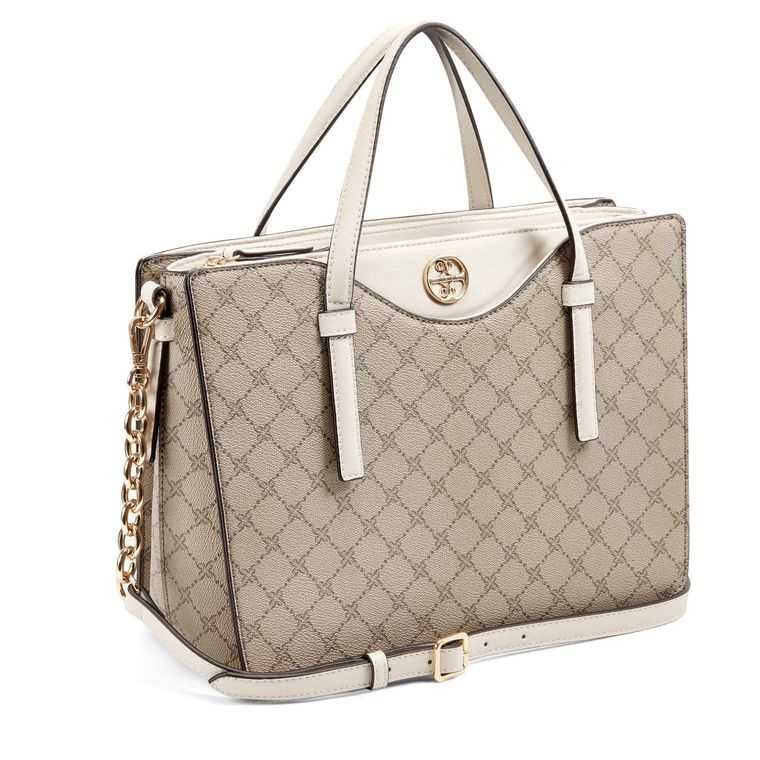 Nine West Geneva Jet Set Satchel Beige | 4193-CYUPF