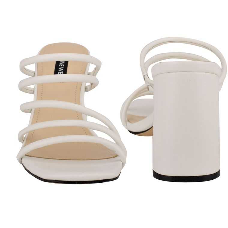 Nine West Girlie Block Chanclas Sandals Blancas | 3104-HPKTJ