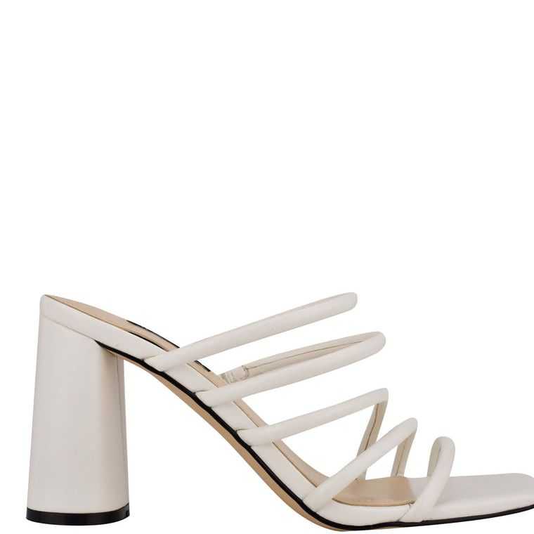 Nine West Girlie Block Heel Chanclas Blancas | 5831-UFXQG