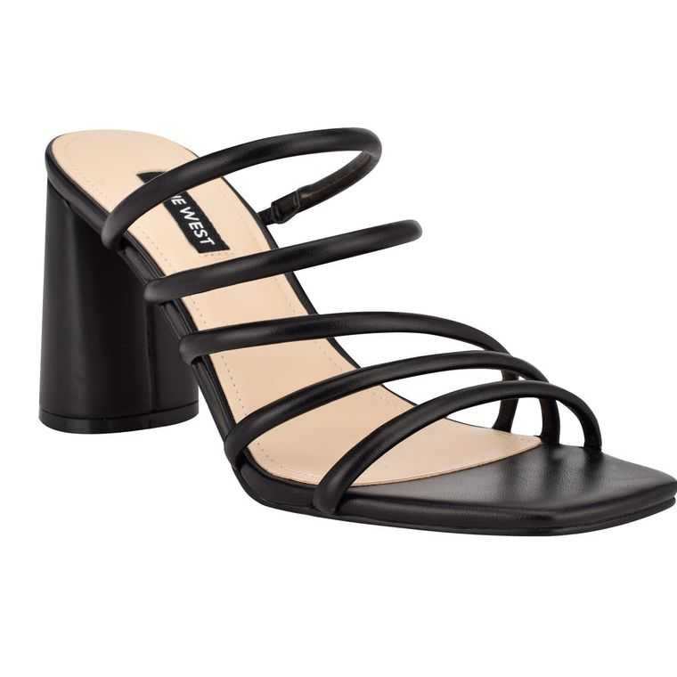 Nine West Girlie Block Heel Chanclas Negras | 0693-PQIUO