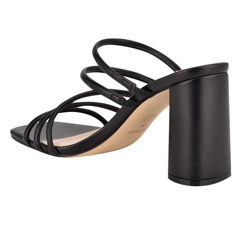 Nine West Girlie Block Heel Chanclas Negras | 0693-PQIUO