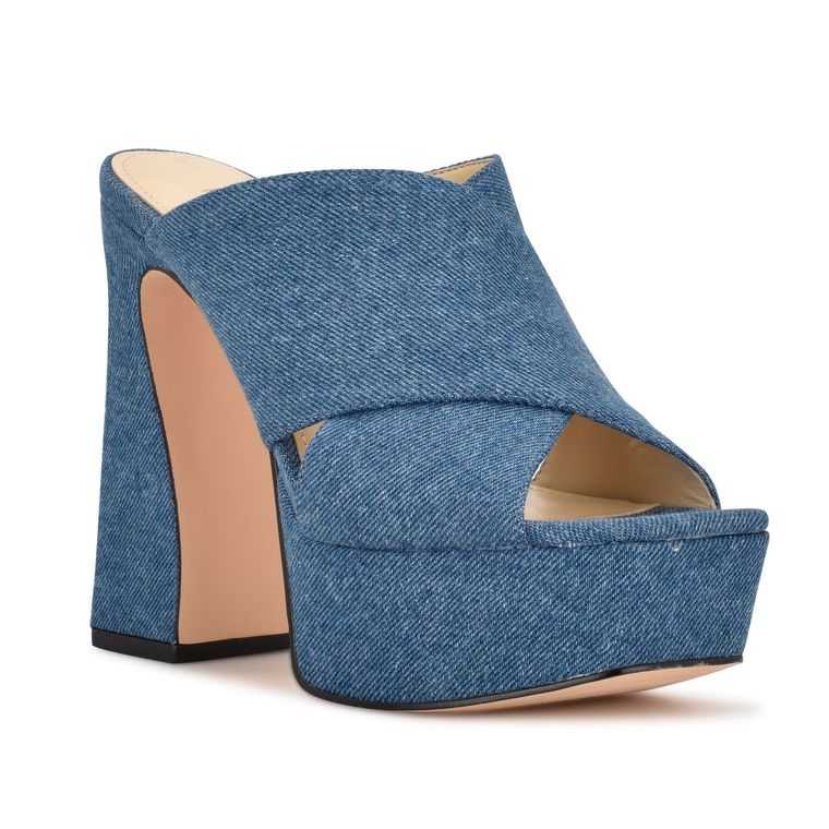 Nine West Girlz Plataforma Azules | 0375-IHQRD