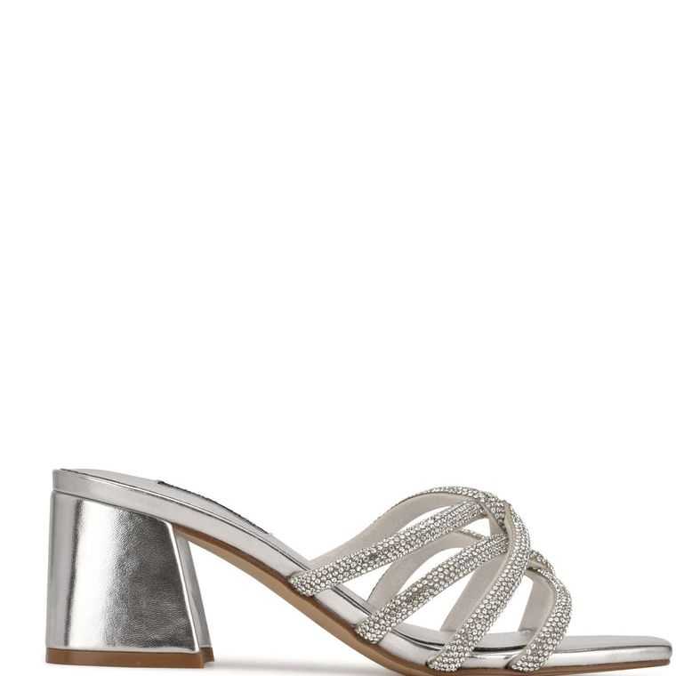 Nine West Glitz Block Chanclas Sandals Plateadas | 0352-DQGXN