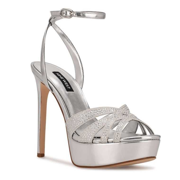 Nine West Gobig Plataforma Plateadas | 3524-ACYRE