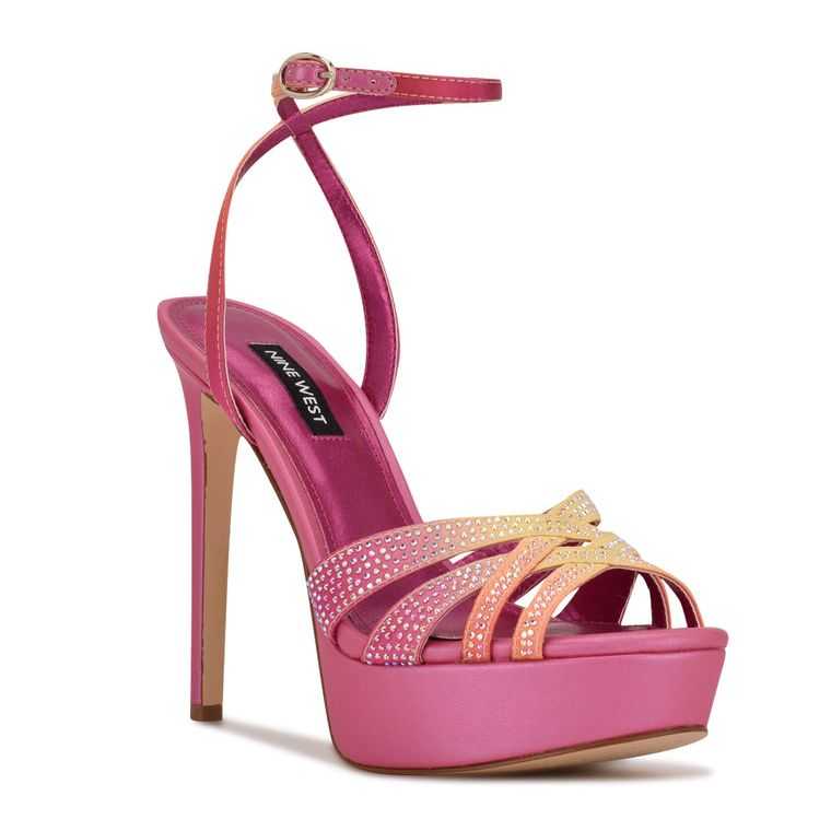 Nine West Gobig Plataforma Sandals Rosas Multicolor | 3687-WFVZJ