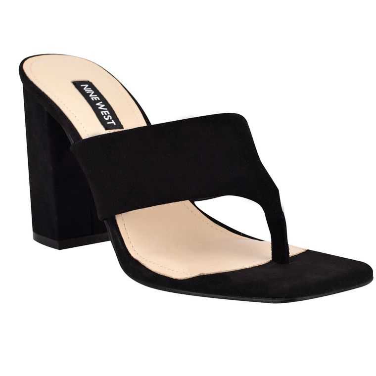 Nine West Gogo Block Chanclas Sandals Negras | 2091-JAPEV