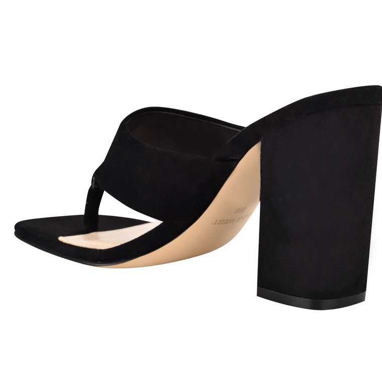 Nine West Gogo Block Chanclas Sandals Negras | 2091-JAPEV