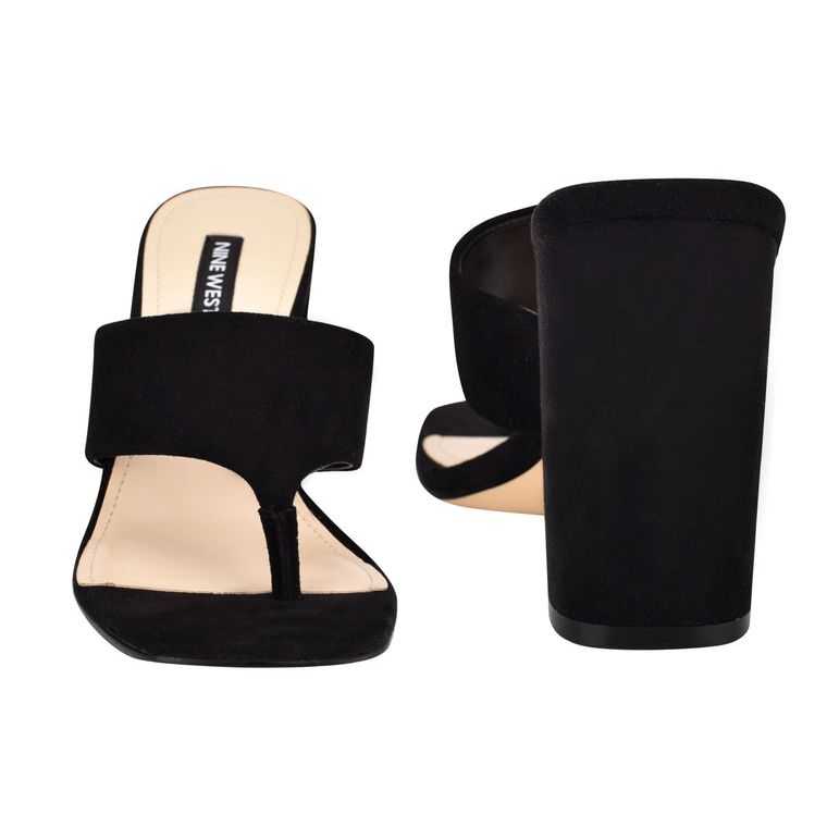 Nine West Gogo Block Chanclas Sandals Negras | 2091-JAPEV