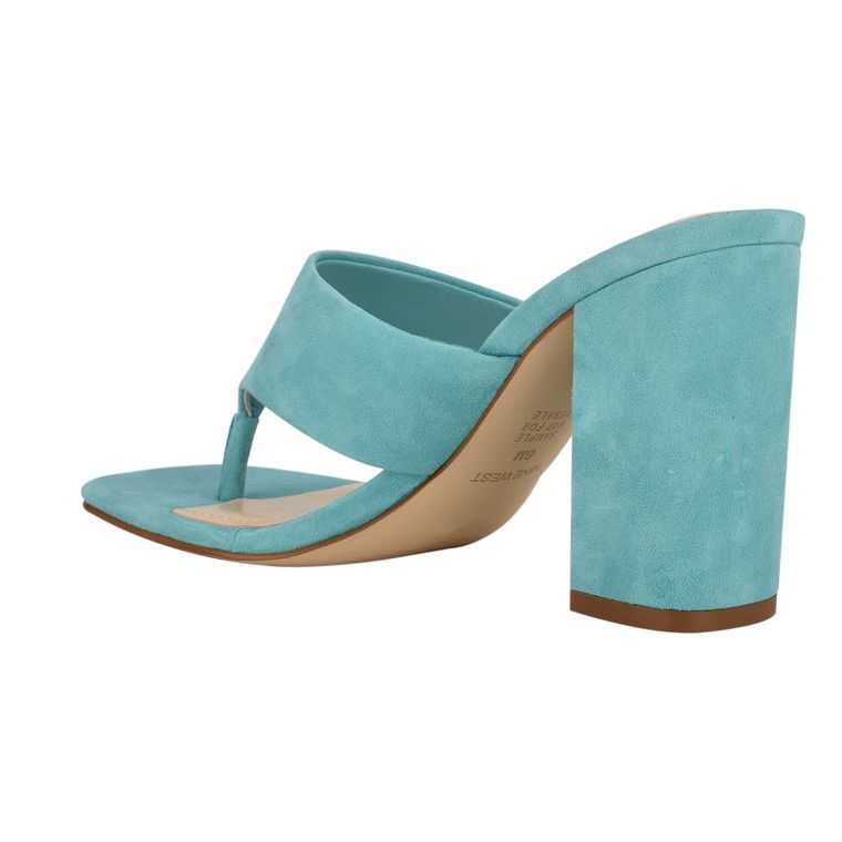 Nine West Gogo Block Heel Chanclas Sandals | 1506-YKNDV