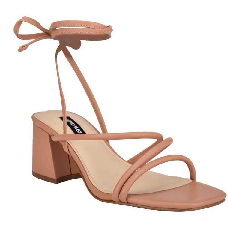 Nine West Gorg Ankle Wrap Block Heel Beige | 2690-RBJEO