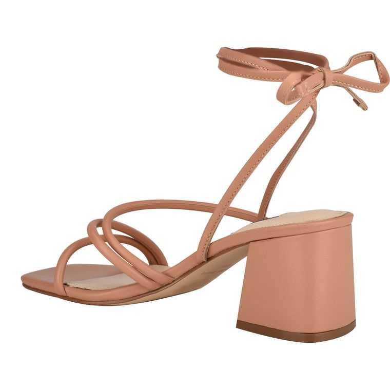 Nine West Gorg Ankle Wrap Block Heel Beige | 2690-RBJEO