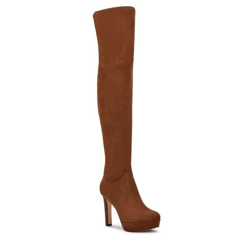 Nine West Gotcha Over the Knee Plataforma Marrones | 0514-JDWOY