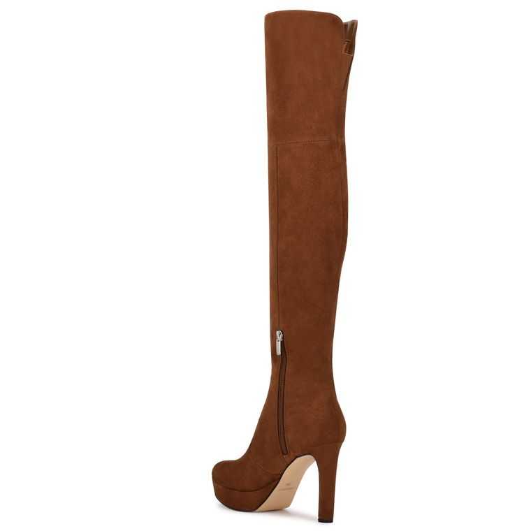 Nine West Gotcha Over the Knee Plataforma Marrones | 0514-JDWOY