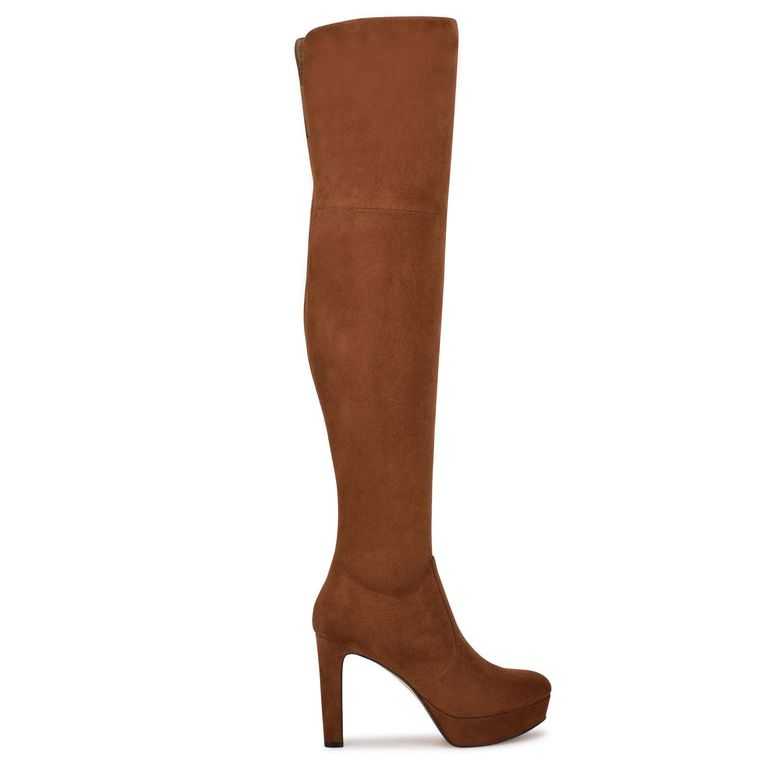 Nine West Gotcha Over the Knee Plataforma Marrones | 0514-JDWOY