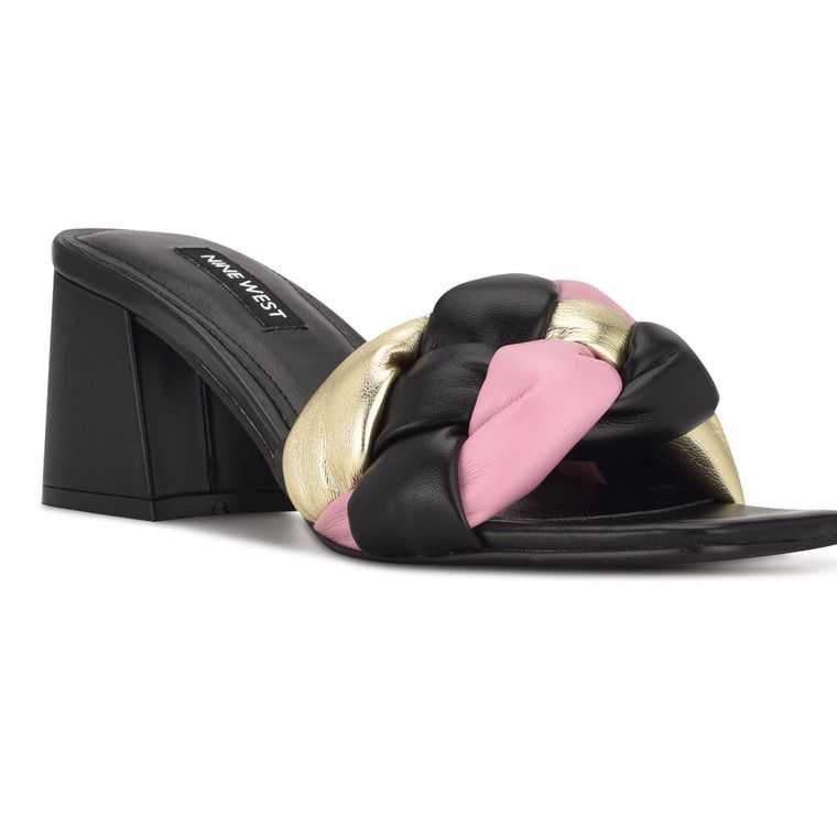 Nine West Gotit Block Chanclas Sandals Negras Multicolor | 2195-NXFBT