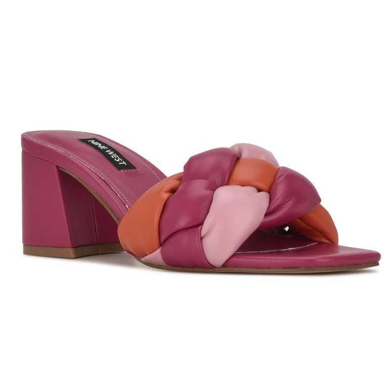 Nine West Gotit Block Chanclas Sandals Rosas Multicolor | 1589-JKLEO