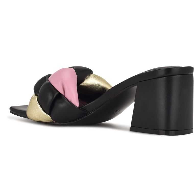 Nine West Gotit Block Heel Chanclas Negras Multicolor | 3270-NCIFM