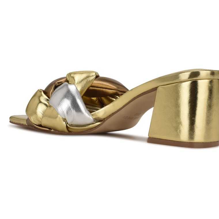 Nine West Gotit Block Heel Chanclas Sandals Metal Multicolor | 5047-SBYEU