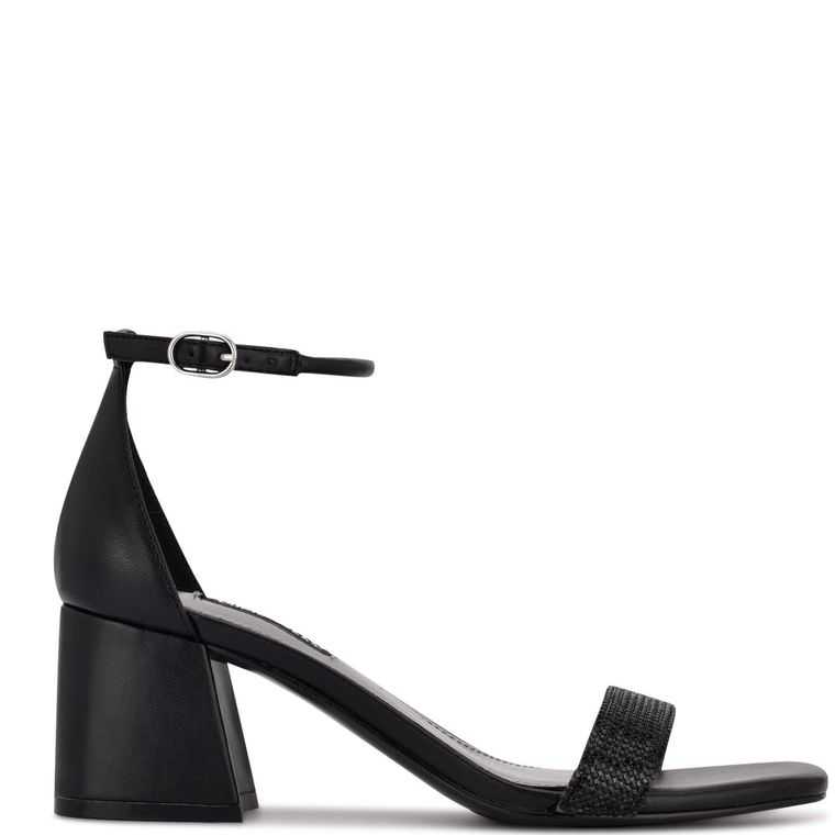 Nine West Gretal Ankle Correa Block Sandals Negras | 1872-ZAOFX