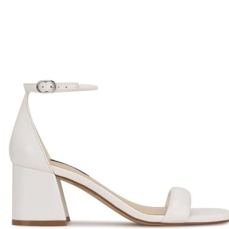 Nine West Gretal Ankle Correa Block Sandals Blancas | 2341-TYUGC