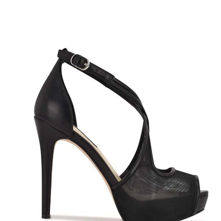 Nine West Hanya Peep Puntera Plataforma Pumps Negras | 1826-KNXSU