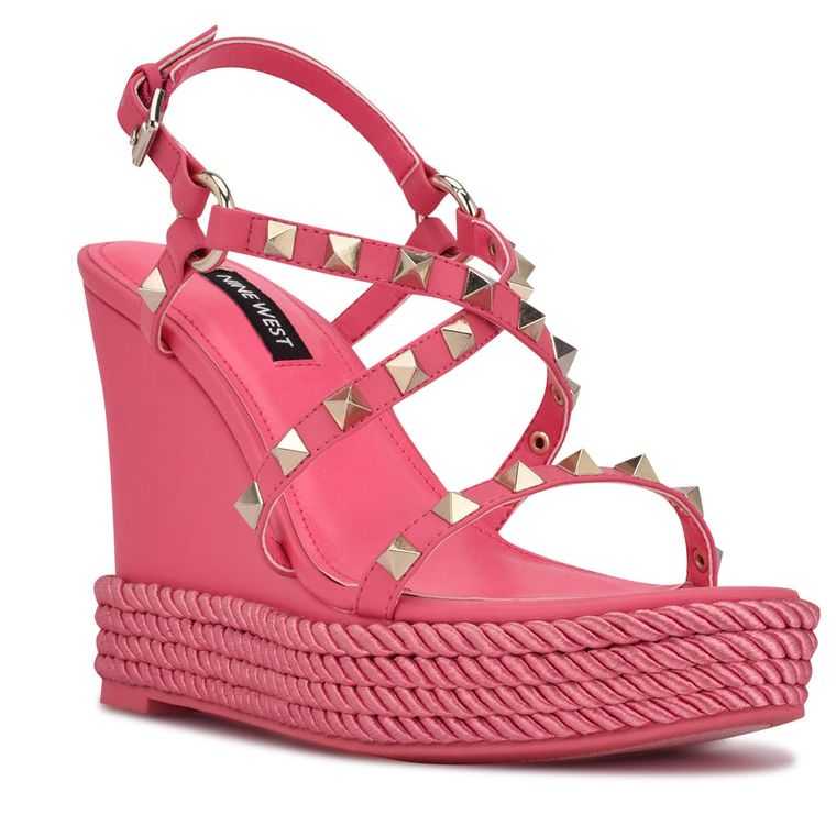 Nine West Harte Studded Alpargata Wedge Rosas | 3126-XZHEF