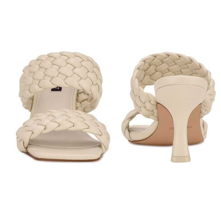 Nine West Hasnot Tacón Chanclas Creme | 6195-TWVEH