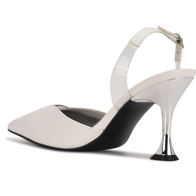 Nine West Heat Pointy Puntera Slingbacks Blancas | 6328-TXUVD