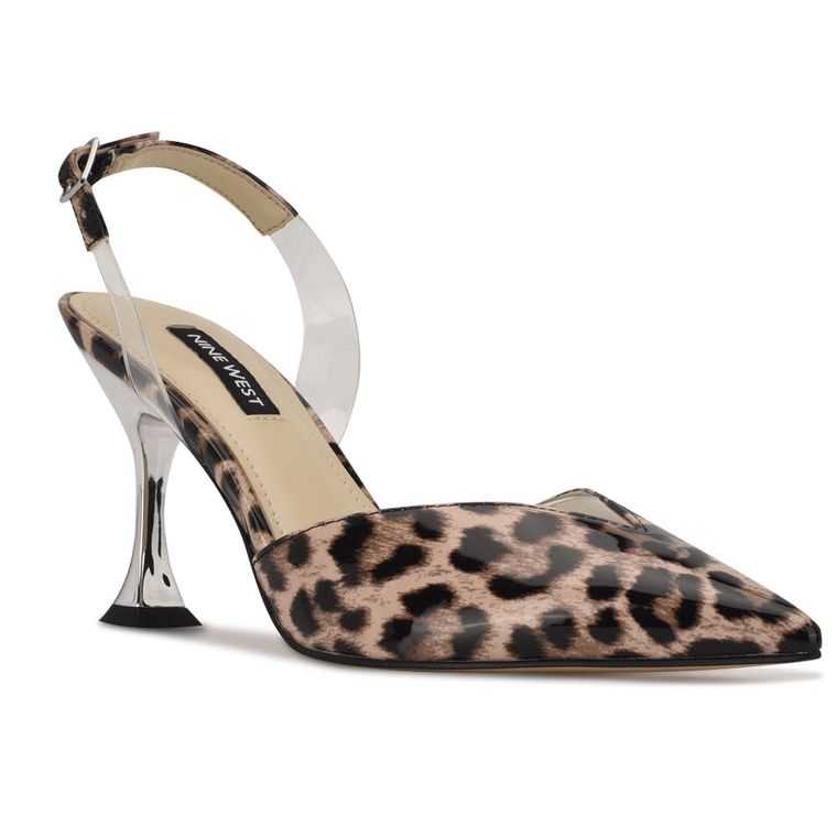 Nine West Heat Pointy Puntera Slingbacks Leopardo | 6419-AHNUR