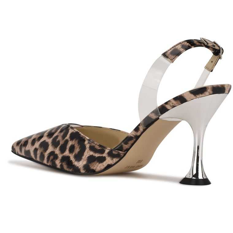 Nine West Heat Pointy Puntera Slingbacks Leopardo | 6419-AHNUR