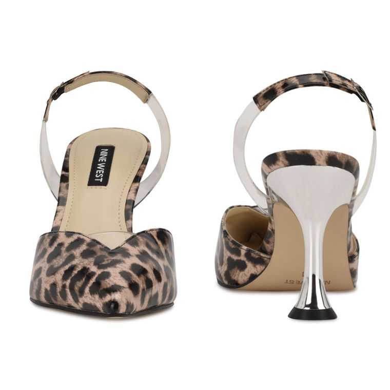 Nine West Heat Pointy Puntera Slingbacks Leopardo | 6419-AHNUR