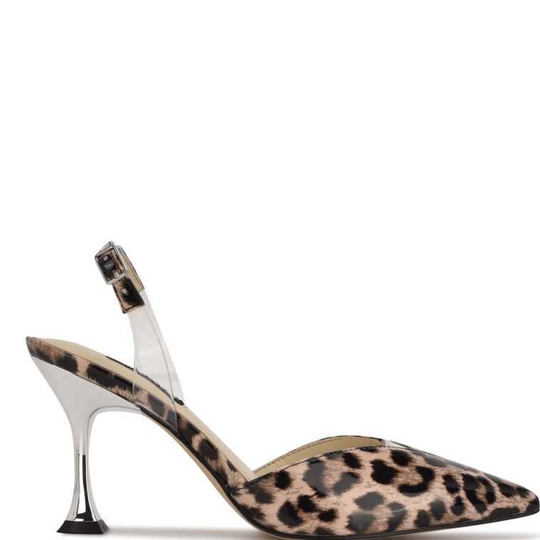 Nine West Heat Pointy Puntera Slingbacks Leopardo | 6419-AHNUR