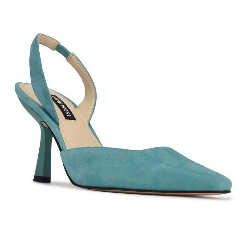 Nine West Hurry Snip Puntera Slingbacks Verde | 7150-BZSNL