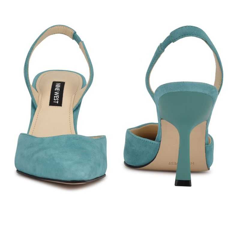 Nine West Hurry Snip Puntera Slingbacks Verde | 7150-BZSNL