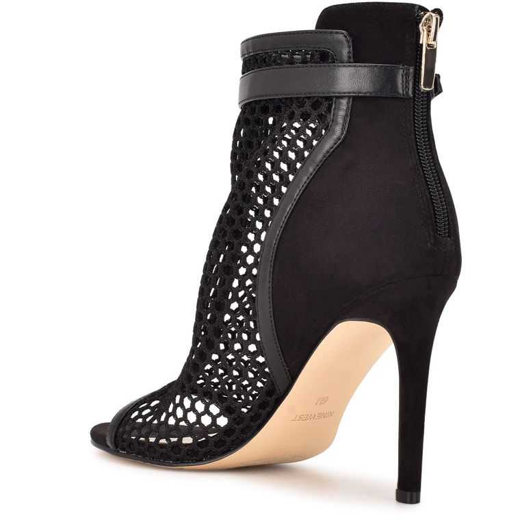 Nine West Ididit Mesh Peep Puntera Negras | 3172-GUILV