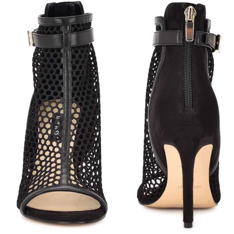 Nine West Ididit Mesh Peep Puntera Negras | 3172-GUILV